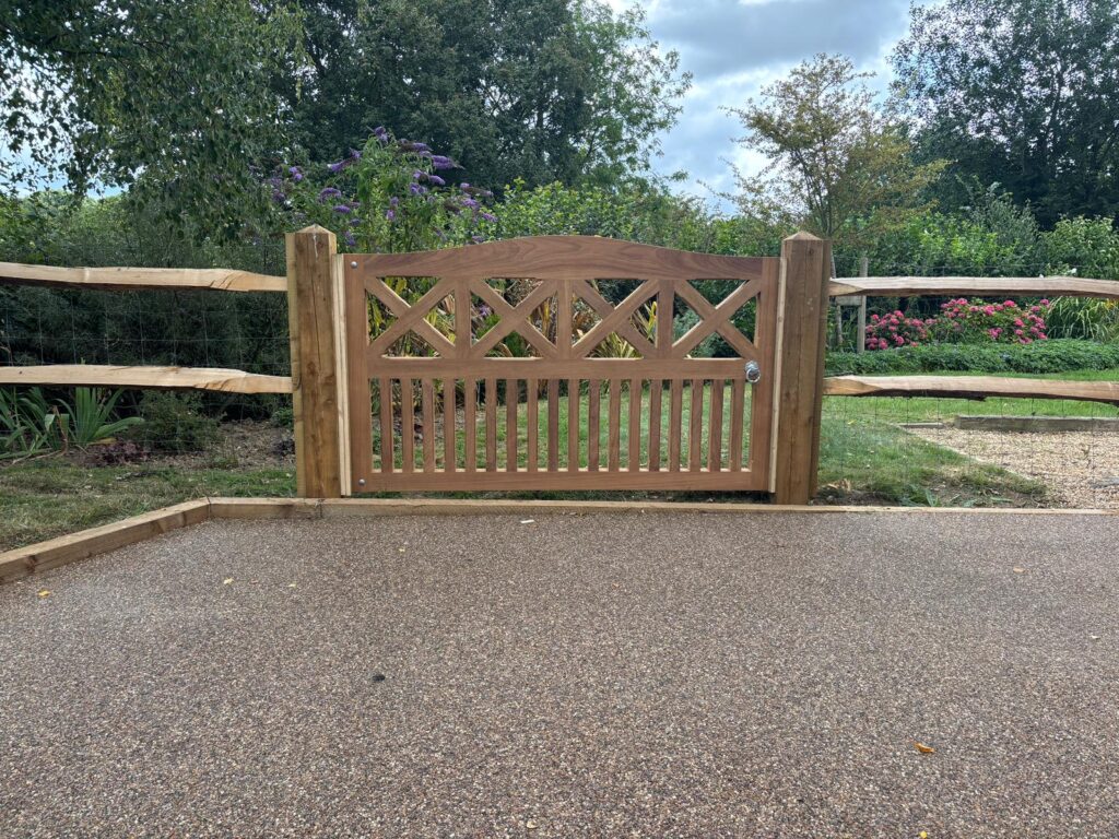Iroko manual gate installed in Barcombe