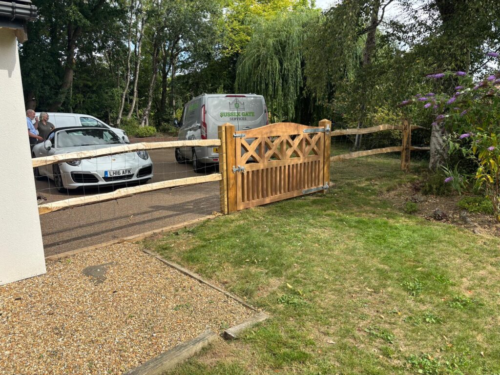 Iroko manual gate installed in Barcombe