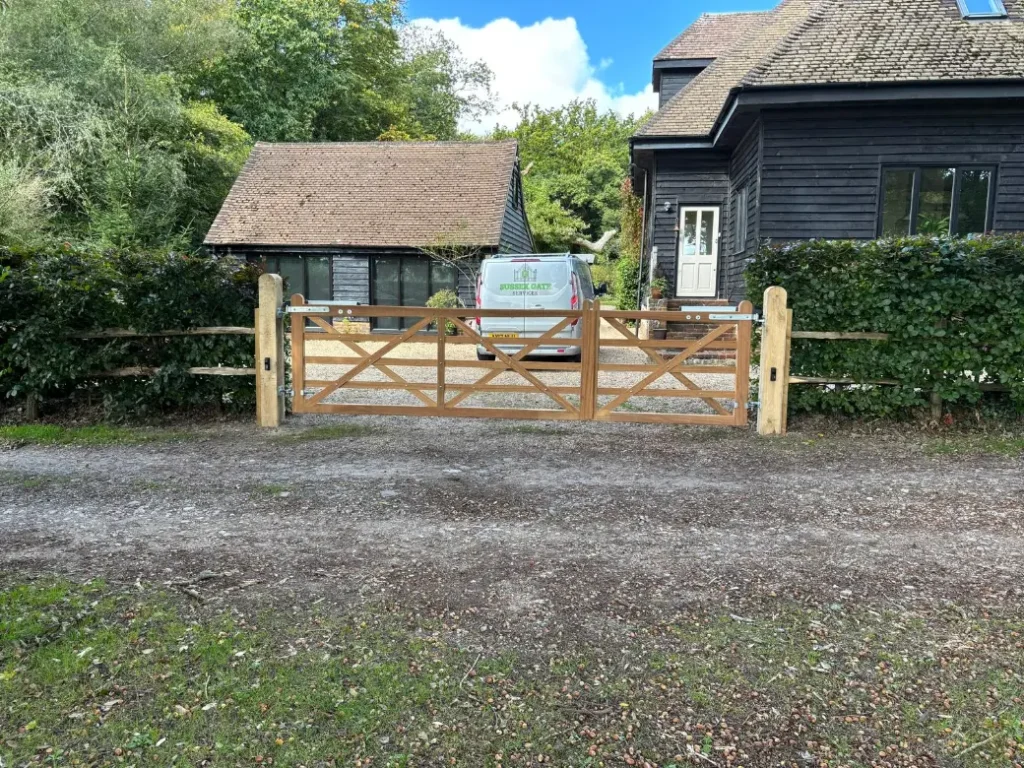 Wide Angle Iroko hardwood 5-bar gate