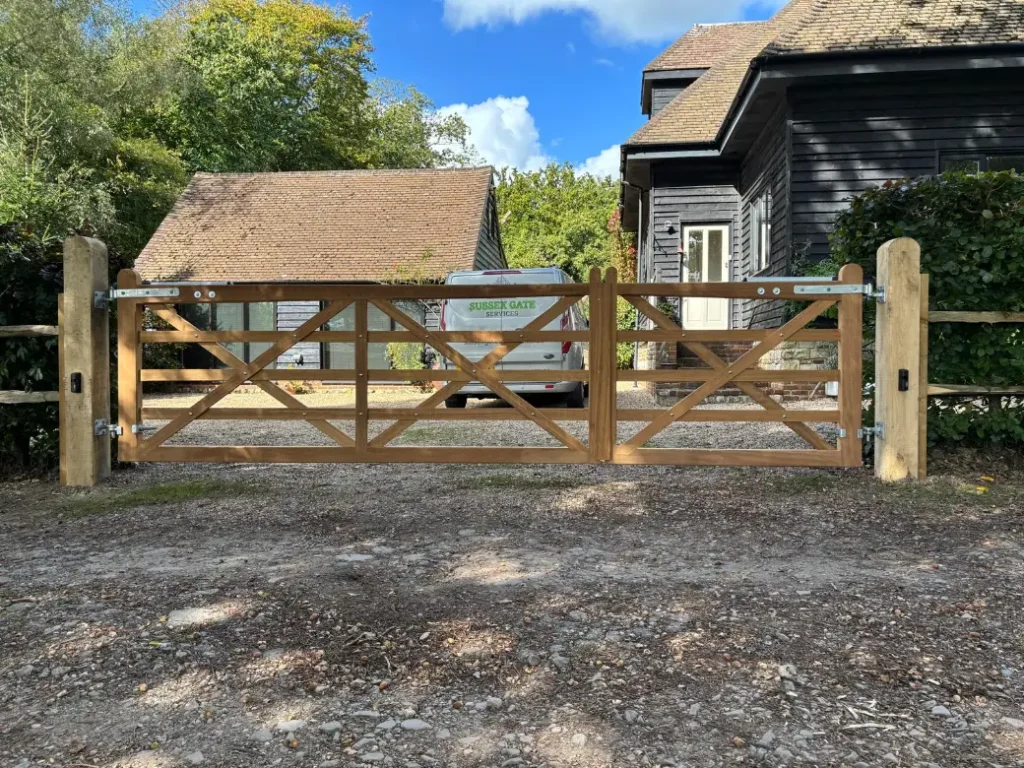 Iroko hardwood 5-bar gate case-study